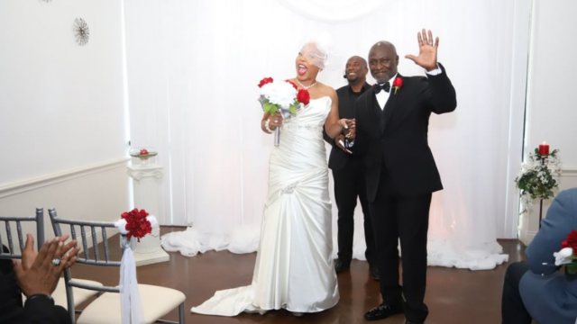 black couple at wedding at Eventfully Yours venue in Dallas Texas
